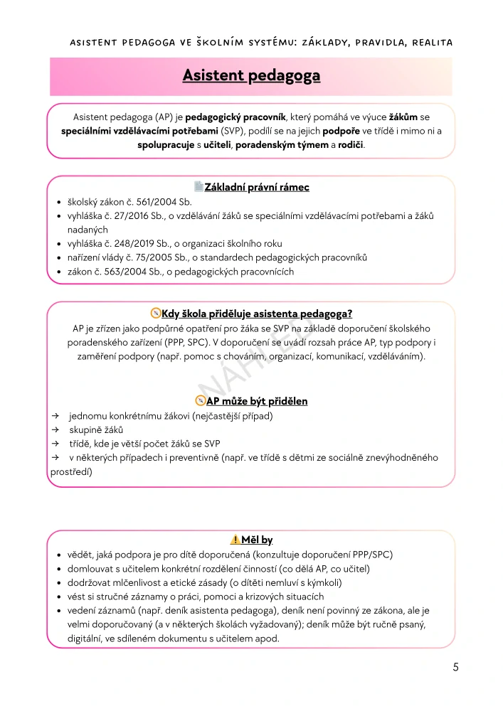 Průvodce pro asistenty pedagoga